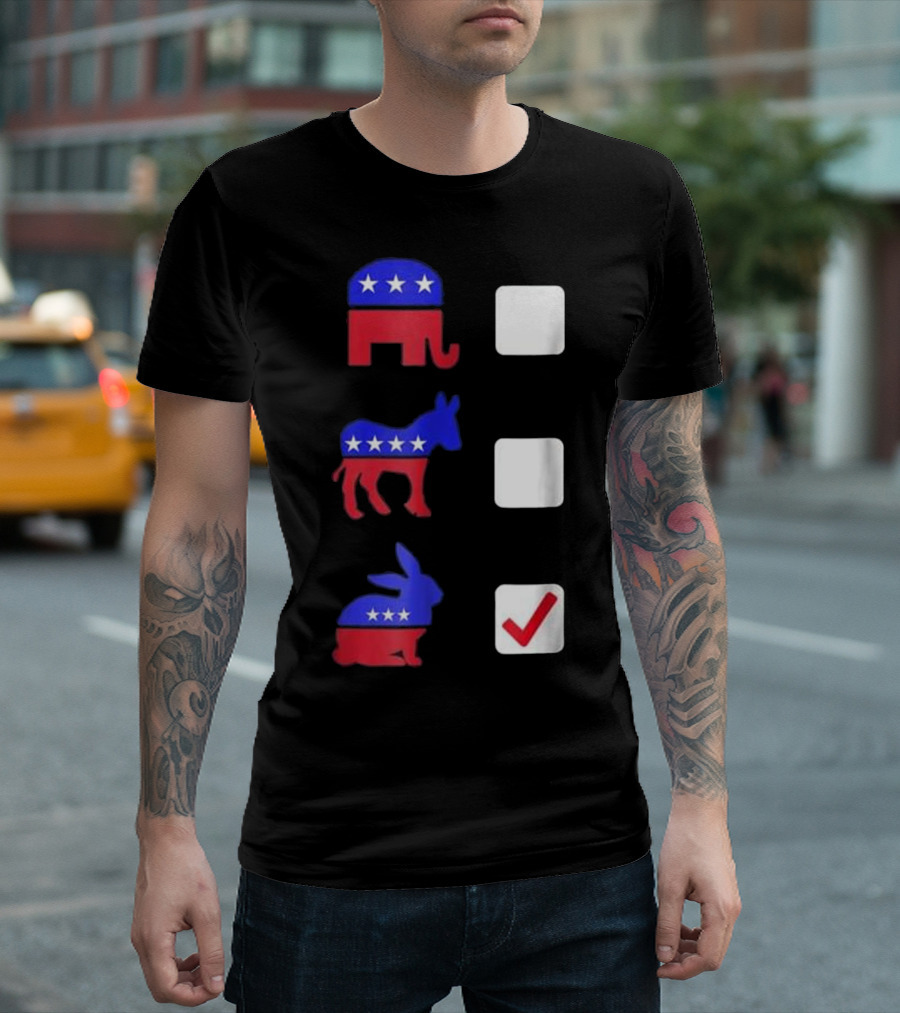Vote Bunny Rabbit Funny Pet Rabbit With Patriotic Colors And Political Symbols T-Shirt