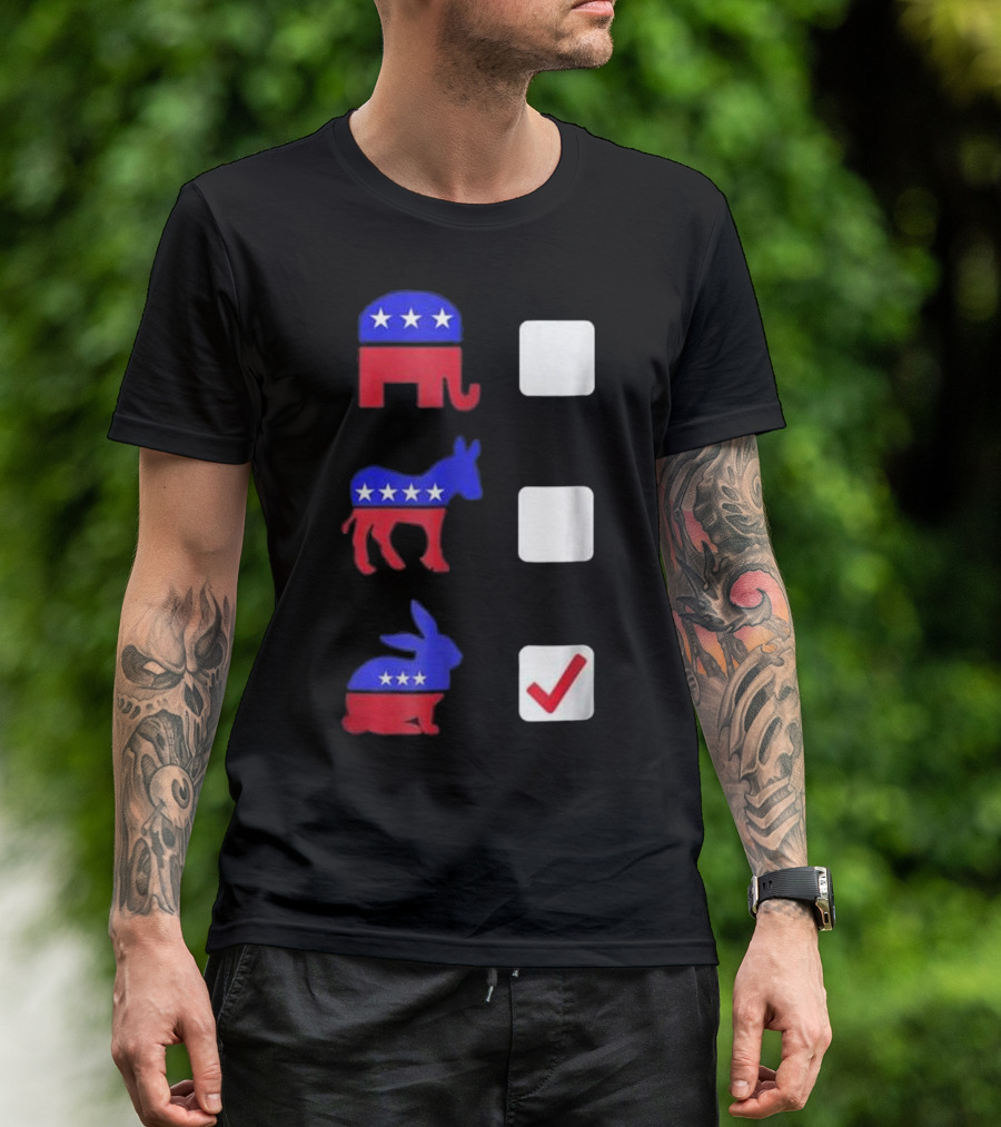 Vote Bunny Rabbit Funny Pet Rabbit With Patriotic Colors And Political Symbols T-Shirt