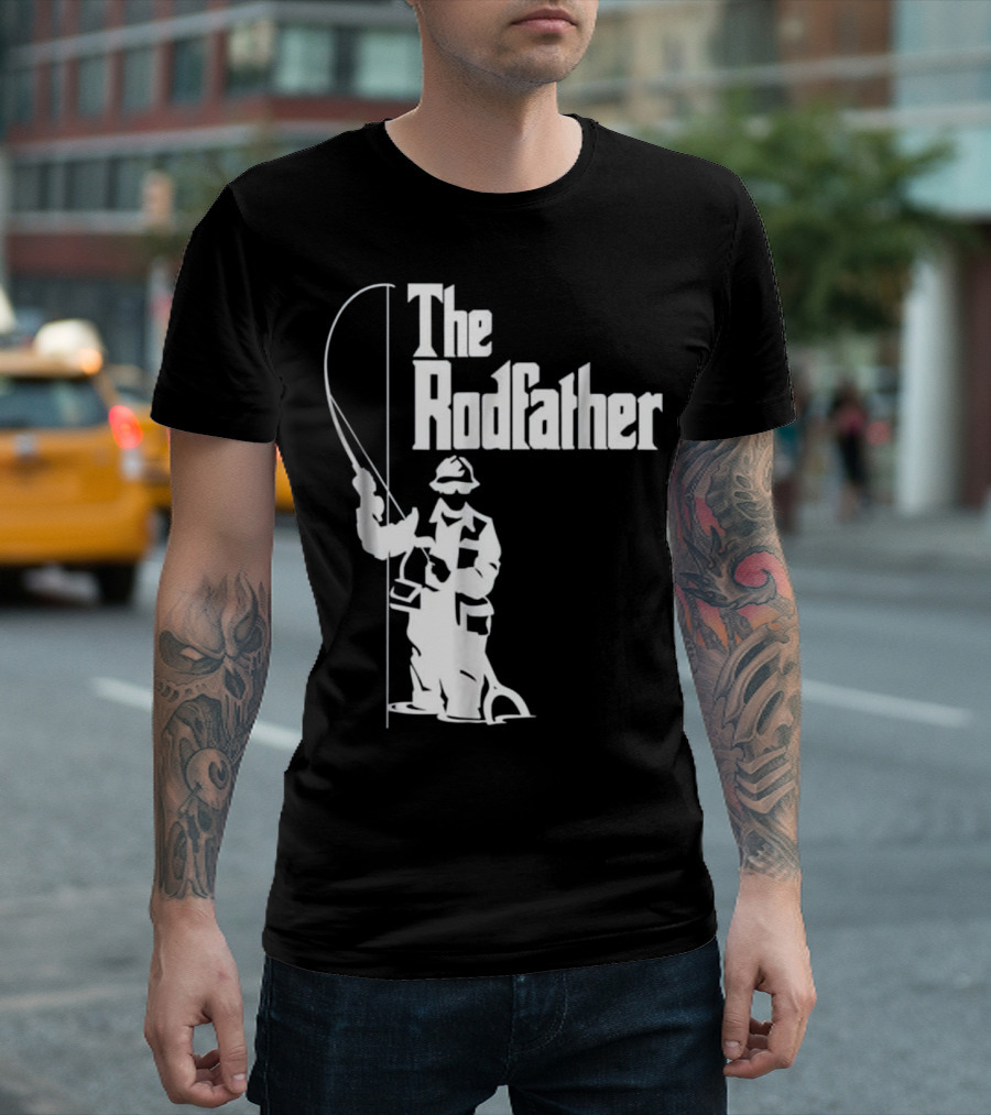 The Rodfather Fishing T-Shirt Angler With Fishing Rod T-Shirt