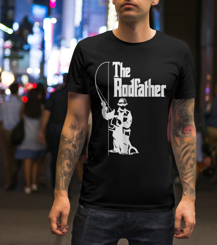 The Rodfather Fishing T-Shirt Angler With Fishing Rod T-Shirt