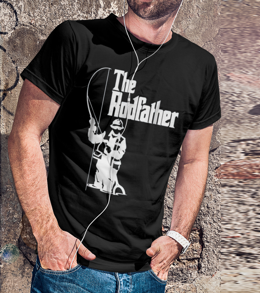 The Rodfather Fishing T-Shirt Angler With Fishing Rod T-Shirt