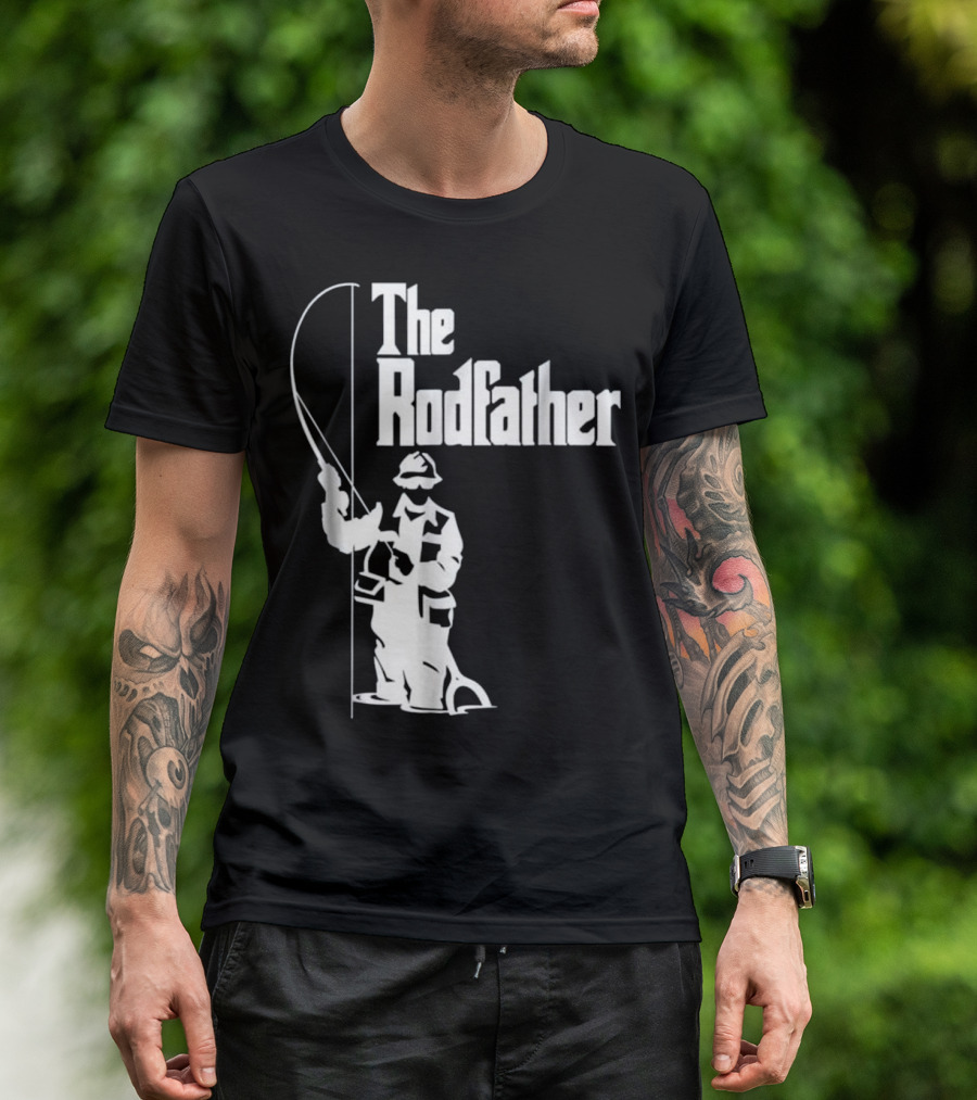 The Rodfather Fishing T-Shirt Angler With Fishing Rod T-Shirt