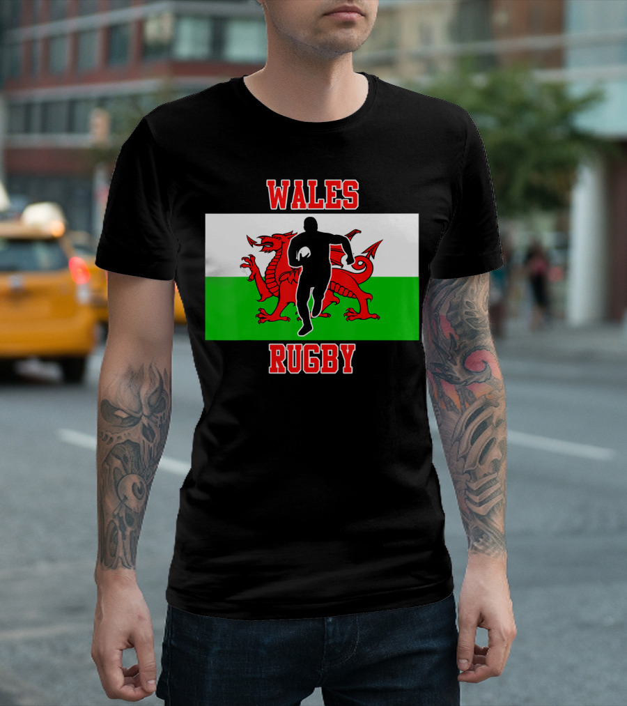 Wales Rugby with Welsh Dragon Flag T-Shirt