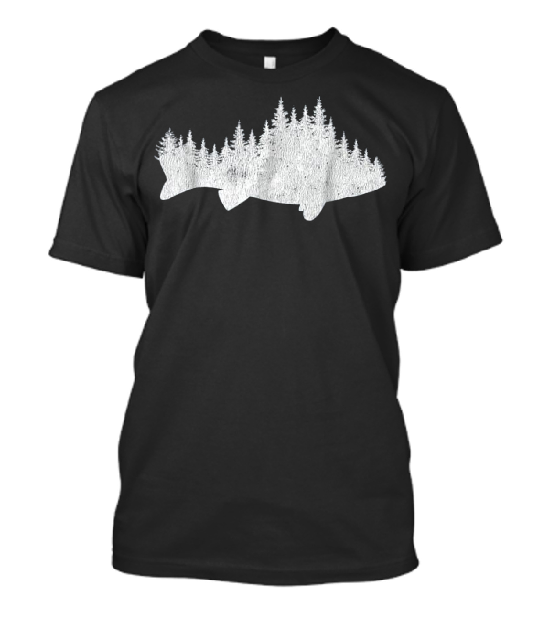 Walleye Fish With Pine Forest Treeline T-Shirt