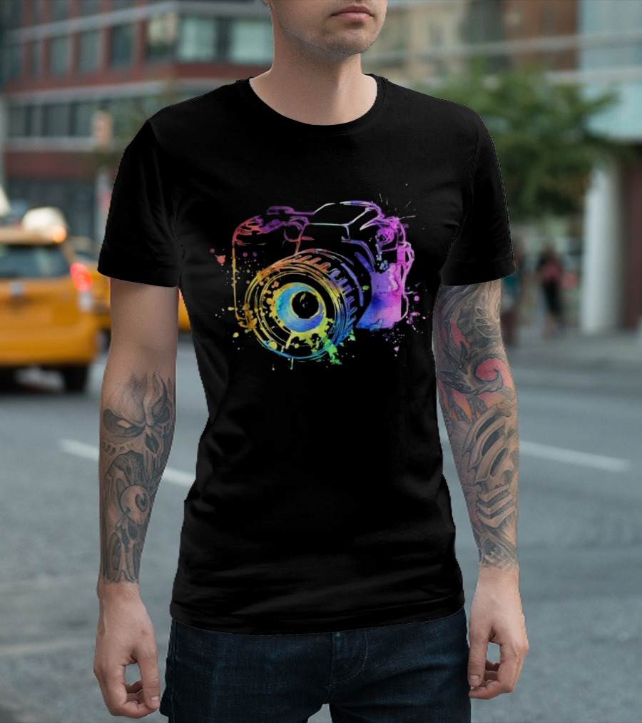 Watercolor Camera Lens Photographer Photography T-Shirt