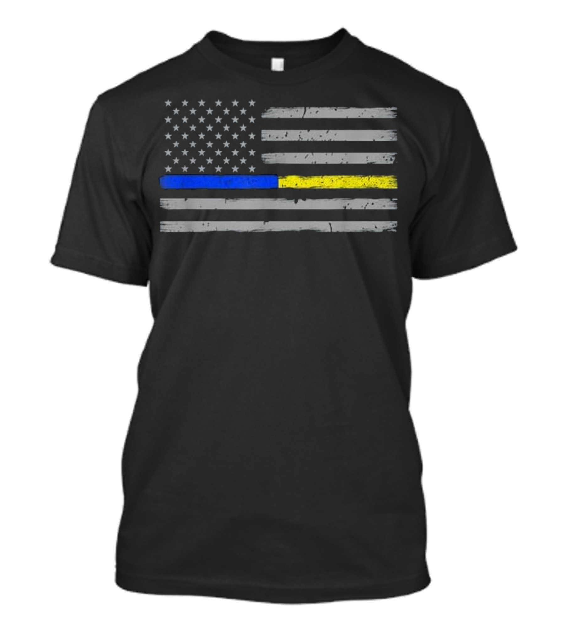 Thin Blue Gold Line USA Flag 911 Police Dispatch T-Shirt