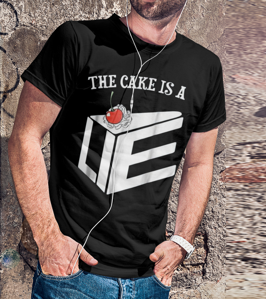 The Cake Is A Lie Chef Humor With Cherry And Slice T-Shirt