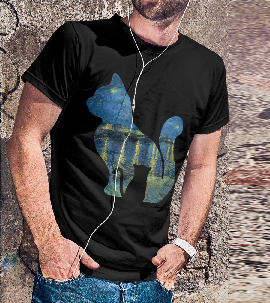Cat In The Starry Night Over The Rhone T-Shirt