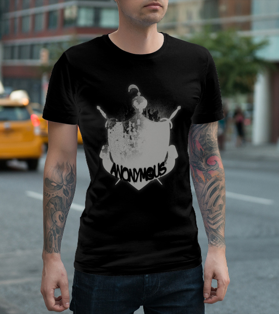 Anonymous Graffiti Crest with Swords T-Shirt