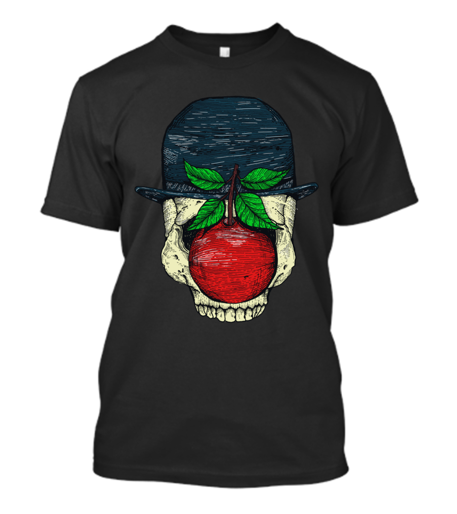 Apple And Skull With Bowler Hat T-Shirt