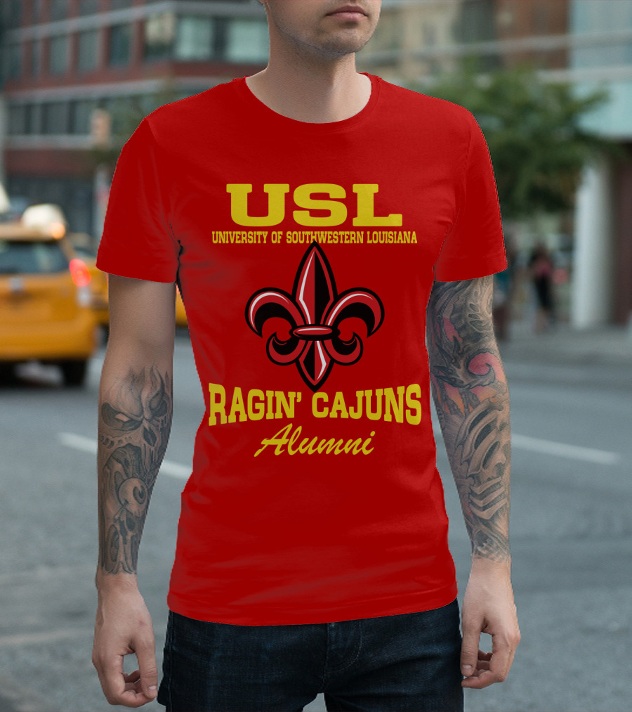 USL University of Southwestern Louisiana Ragin' Cajuns Alumni Fleur-de-Lis T-Shirt