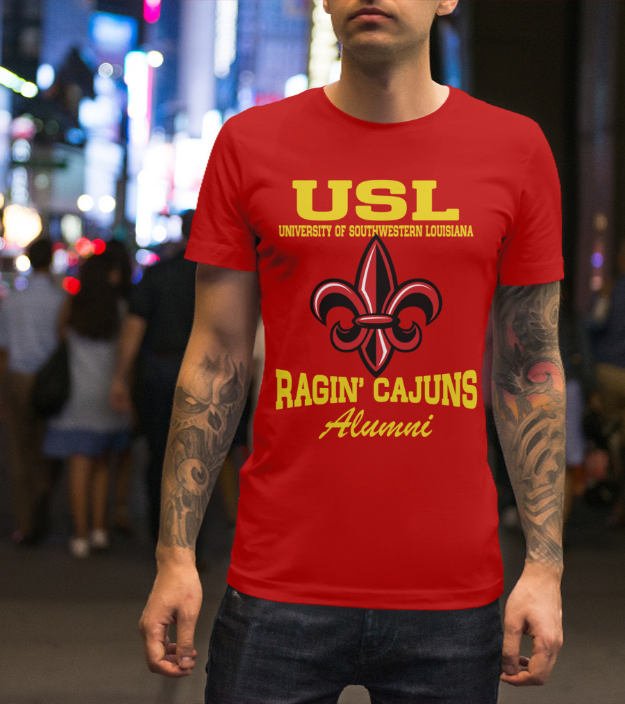 USL University Of Southwestern Louisiana Ragin' Cajuns Alumni Fleur-de-Lis T-Shirt