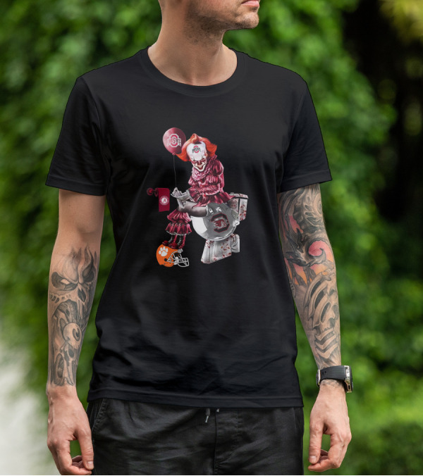Ohio State Pennywise Holding Alabama And Clemson Helmets T-Shirt