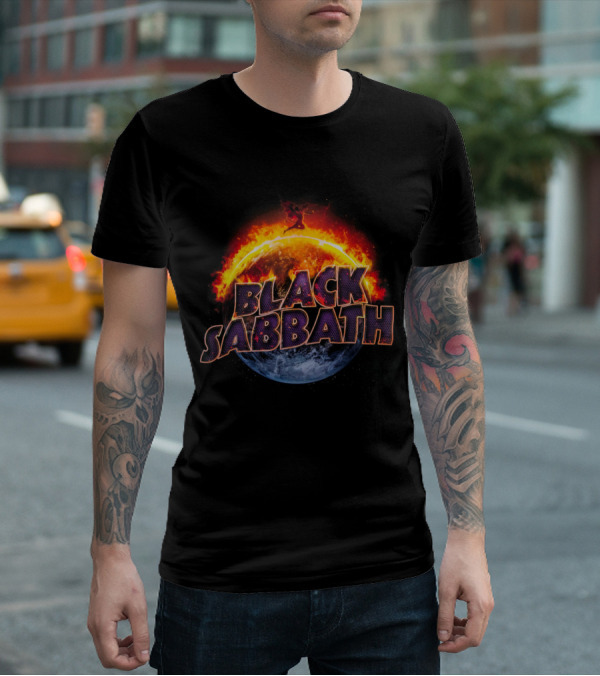 Black Sabbath Fire Planet Rock Band T-Shirt