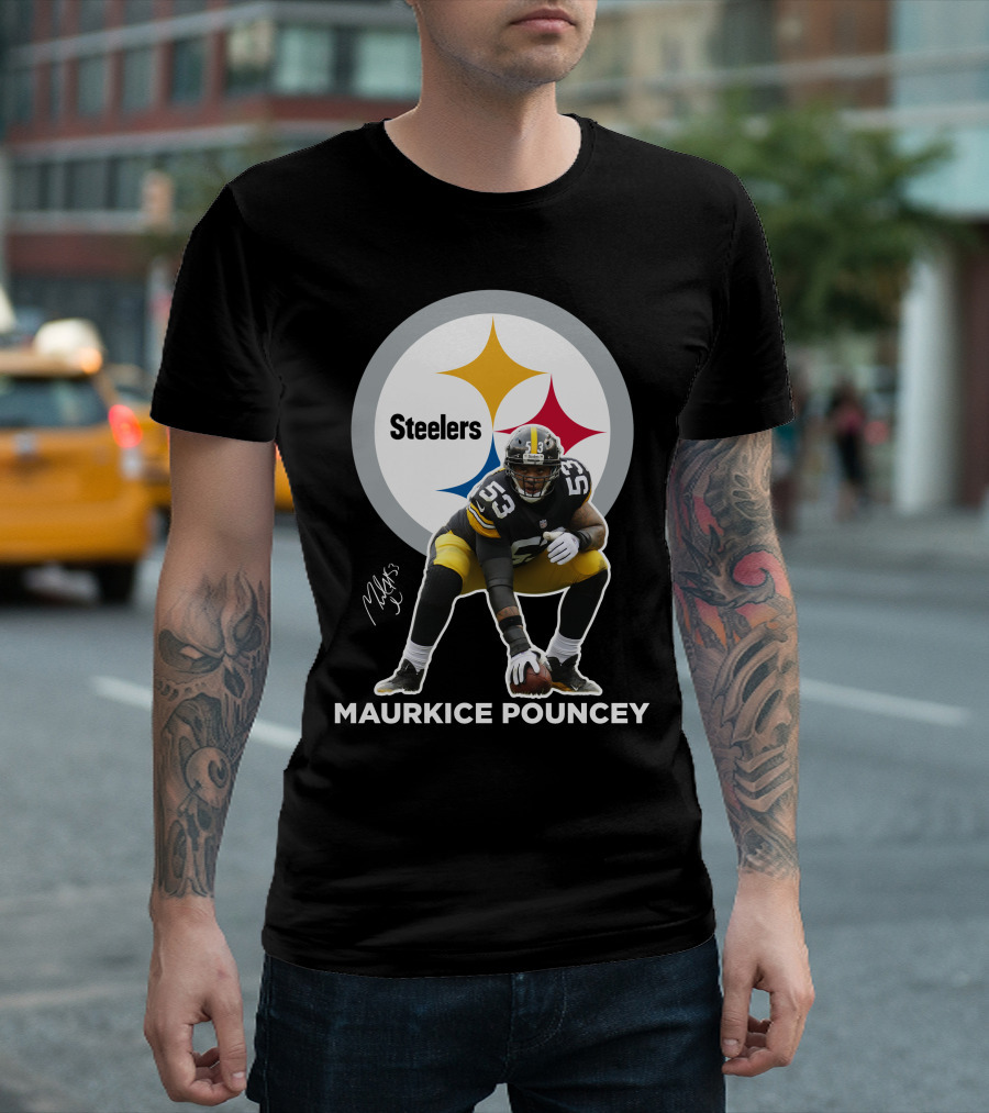 Steelers Maurkice Pouncey Number 53 Football Player Signature Steelers T-Shirt