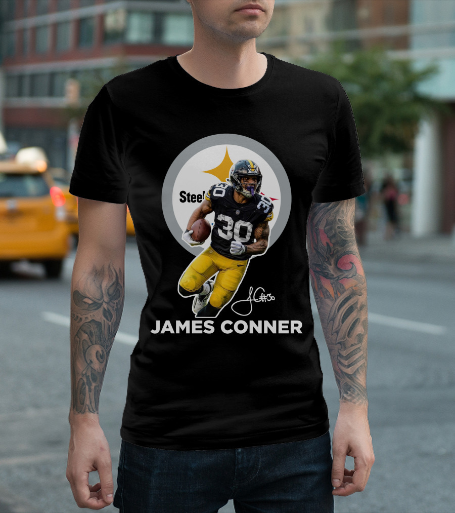 Steelers James Conner #30 Football Player Signature T-Shirt