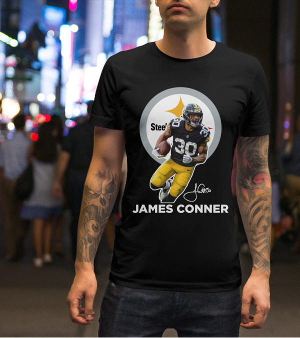 Steelers James Conner #30 Football Player Signature T-Shirt