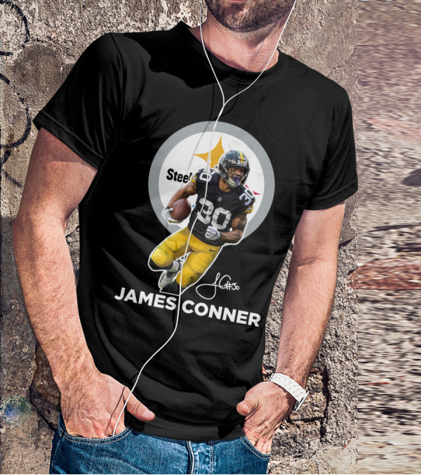 Steelers James Conner #30 Football Player Signature T-Shirt