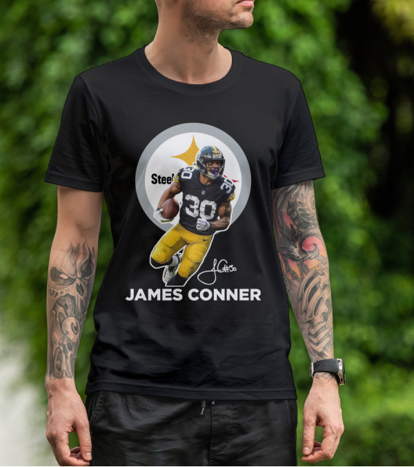 Steelers James Conner #30 Football Player Signature T-Shirt