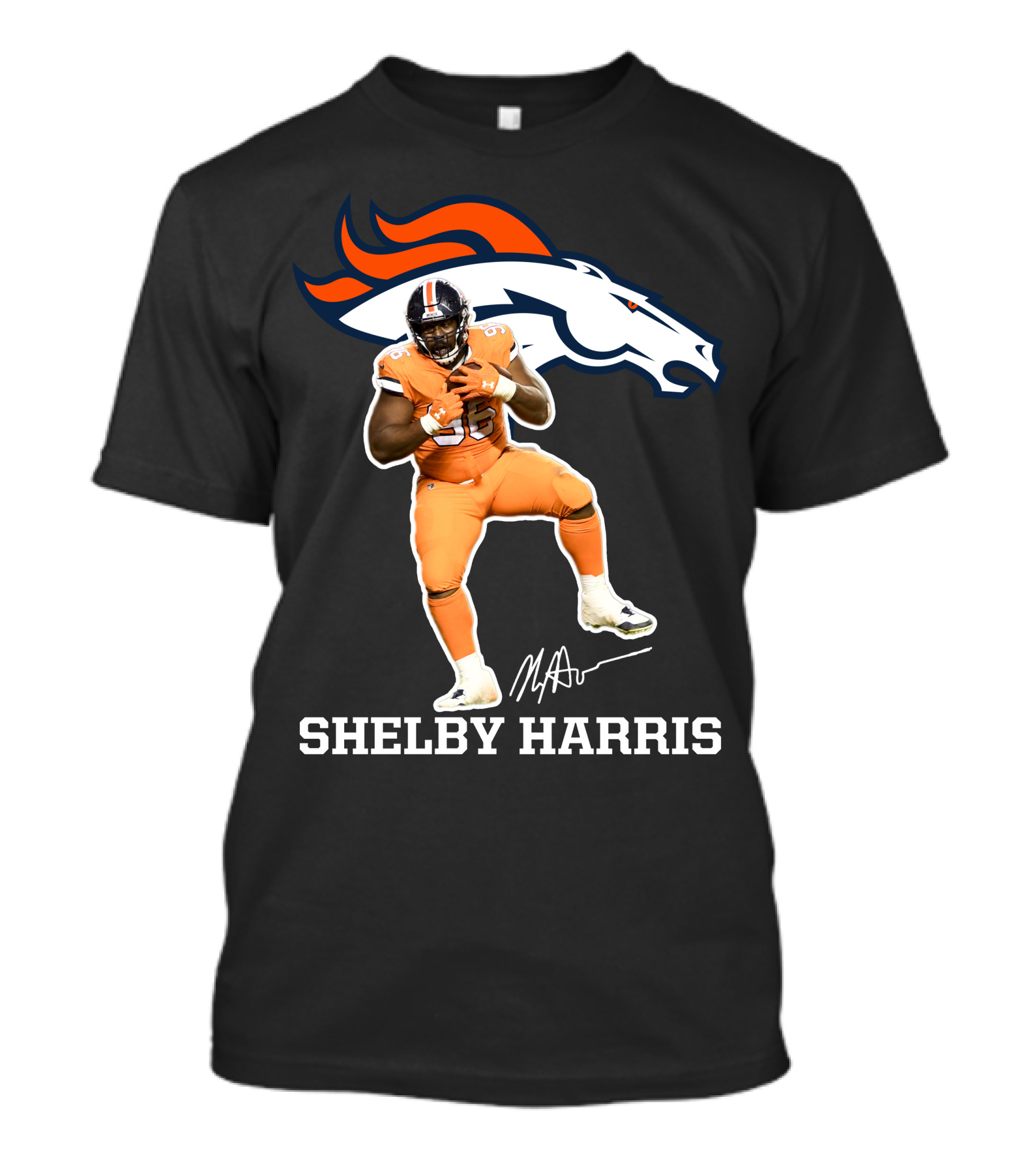 Shelby Harris Denver Broncos Football Player Signature T-Shirt