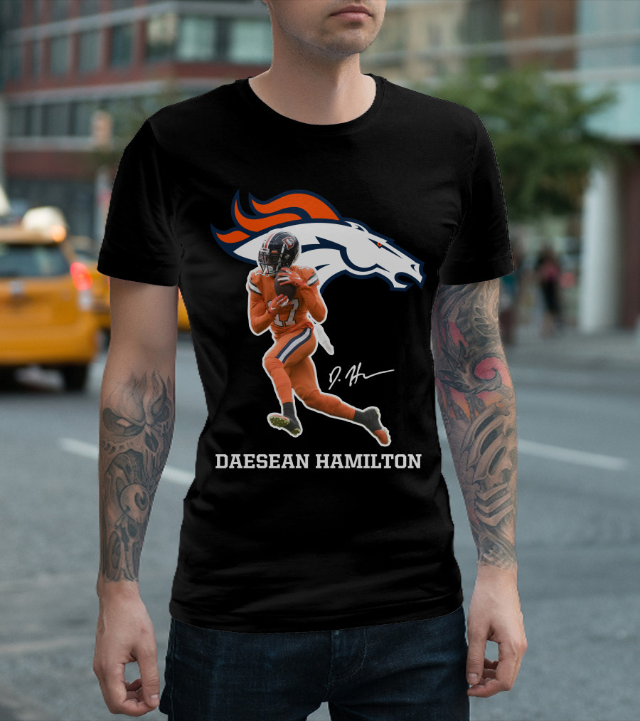 Daesean Hamilton Denver Broncos Football Player Action T-Shirt