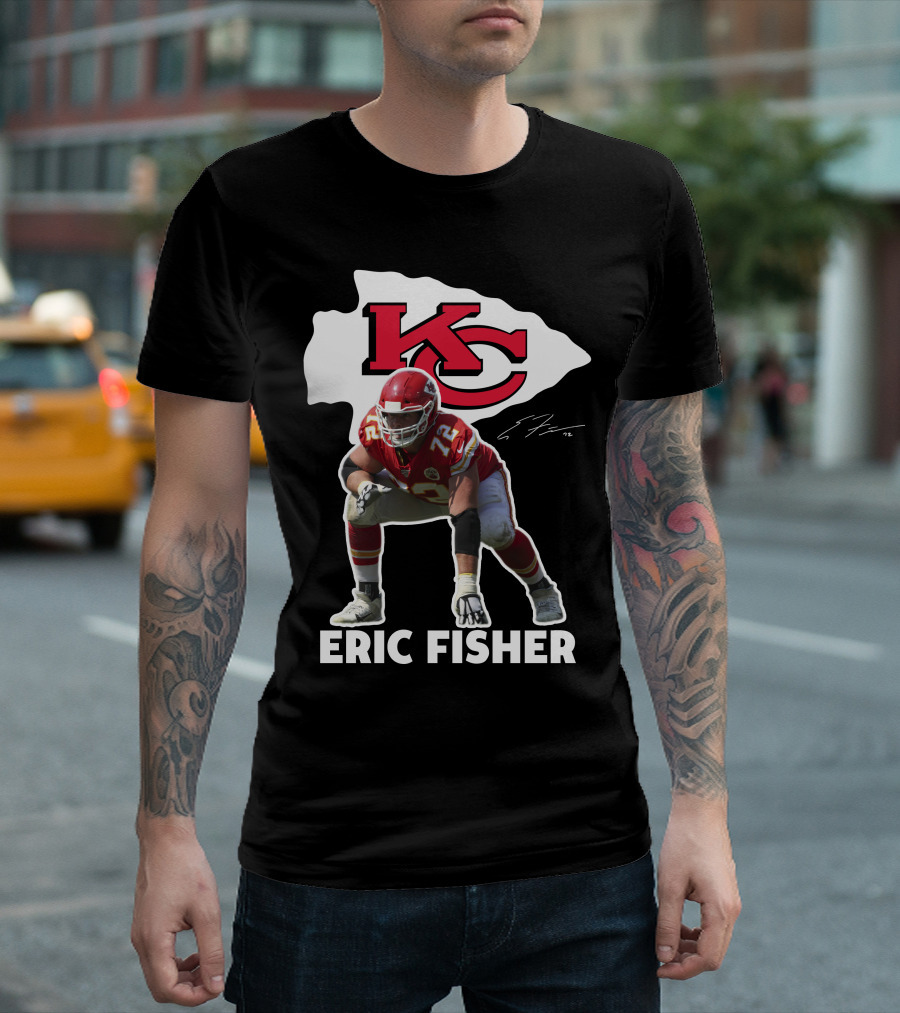 KC Chiefs Eric Fisher 72 Football Signature T-Shirt