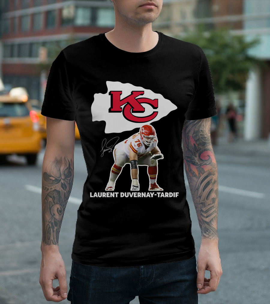LAURENT DUVERNAY-TARDIF KC Football Player Signature Chiefs T-Shirt