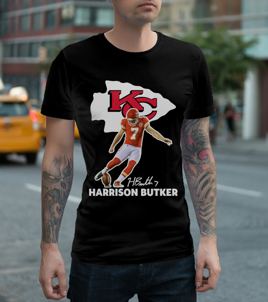 Harrison Butker Kansas City Chiefs KC Football Signature Kick T-Shirt