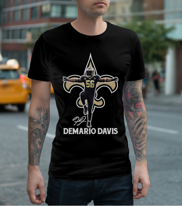 Demario Davis 56 Saints Fleur-de-Lis Signature T-Shirt