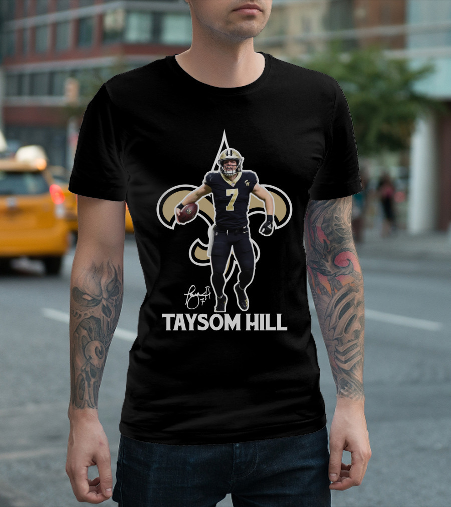 Taysom Hill New Orleans Saints Fleur De Lis Football T-Shirt