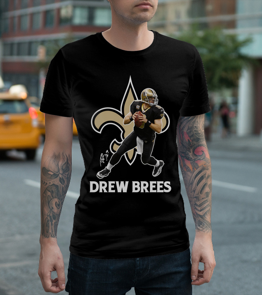 Drew Brees New Orleans Saints Quarterback NFL Football Fleur-de-lis T-Shirt