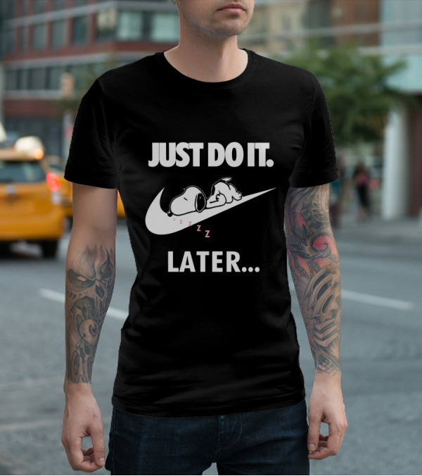 Snoopy Just Do It Later Nike Swoosh T-Shirt