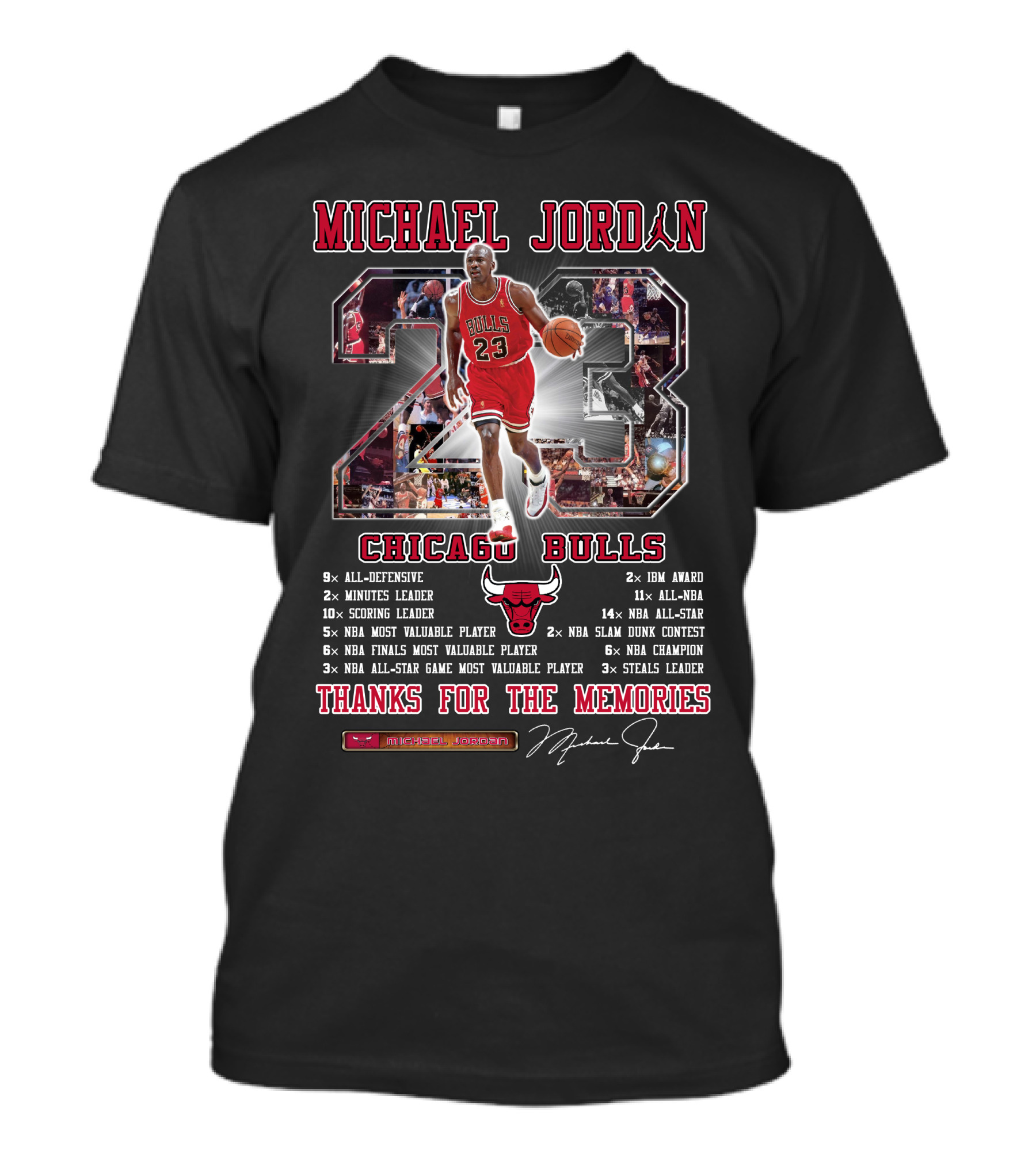 Michael Jordan Chicago Bulls 23 Achievements Thanks For The Memories T-Shirt