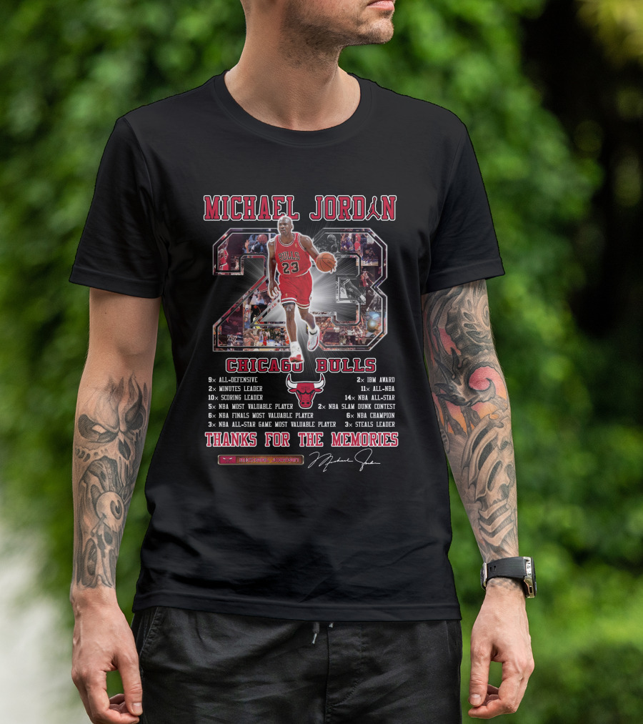 Michael Jordan Chicago Bulls 23 Achievements Thanks For The Memories T-Shirt