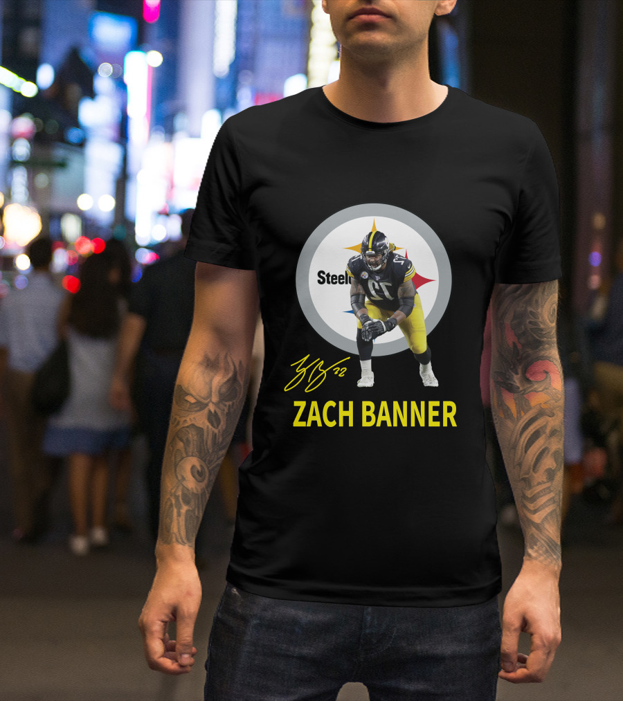 Steelers Zach Banner 72 Signature Pittsburgh Football T-Shirt