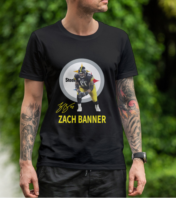 Steelers Zach Banner 72 Signature Pittsburgh Football T-Shirt
