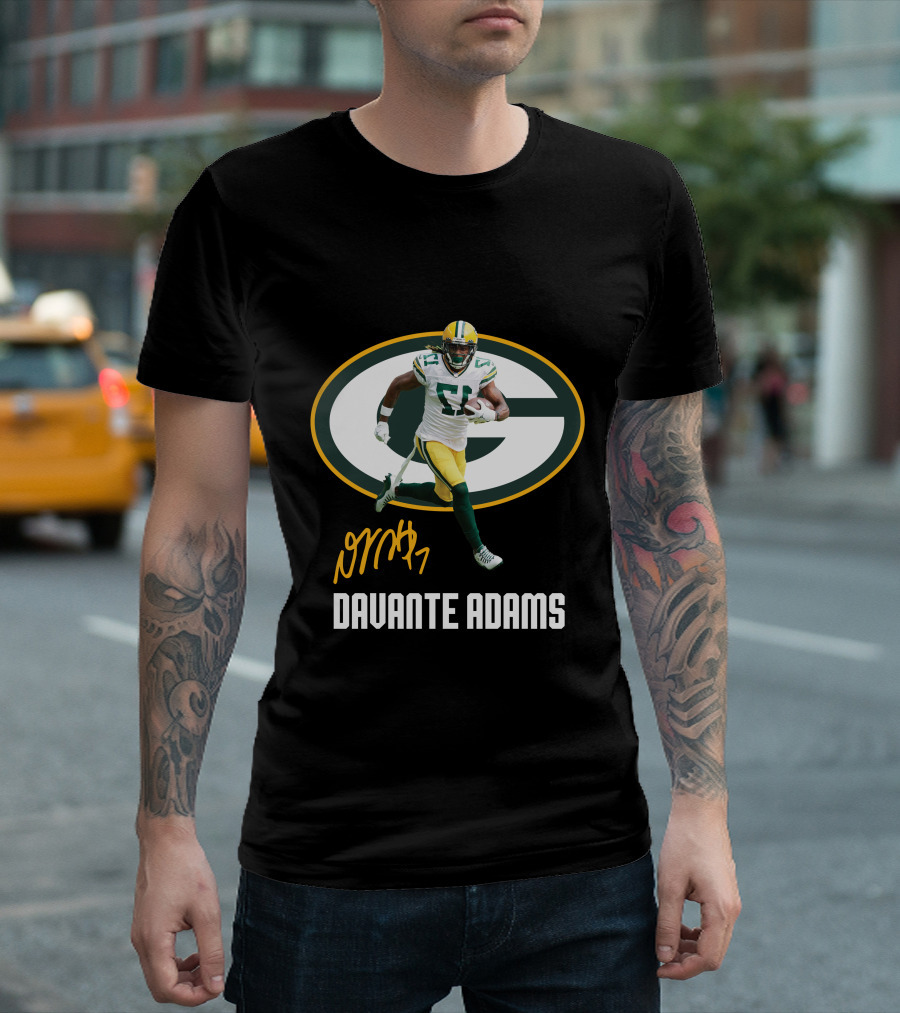 Davante Adams Green Bay Packers G Logo With Signature T-Shirt