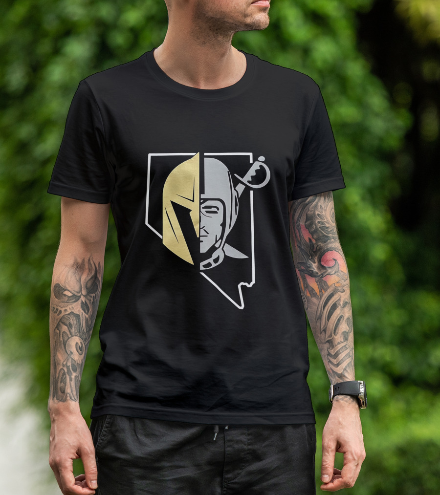 Las Vegas Raiders Vegas Golden Knights Nevada State Logo Fusion T-Shirt