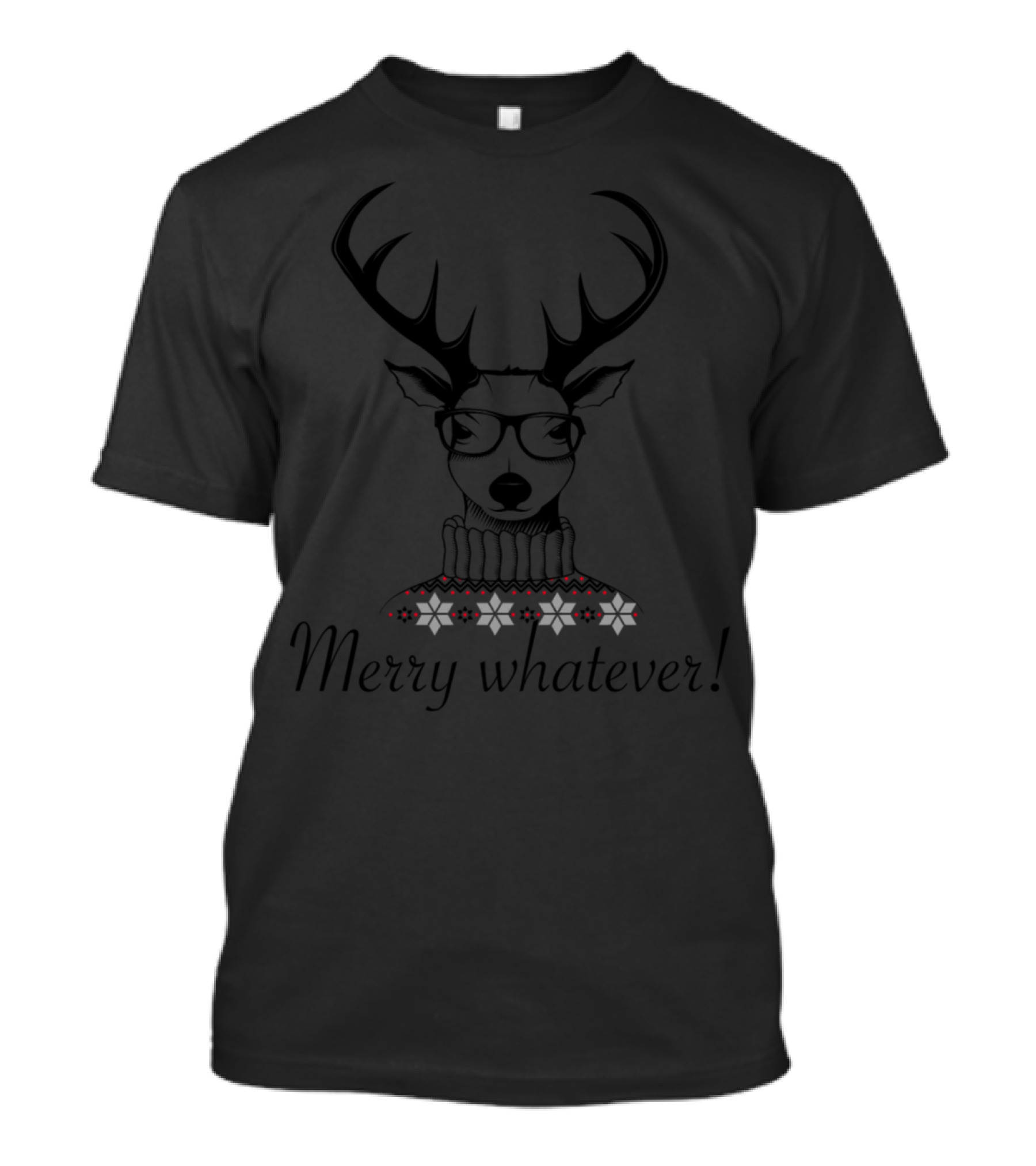 Merry Whatever Hipster Deer With Nerd Glasses T-Shirt