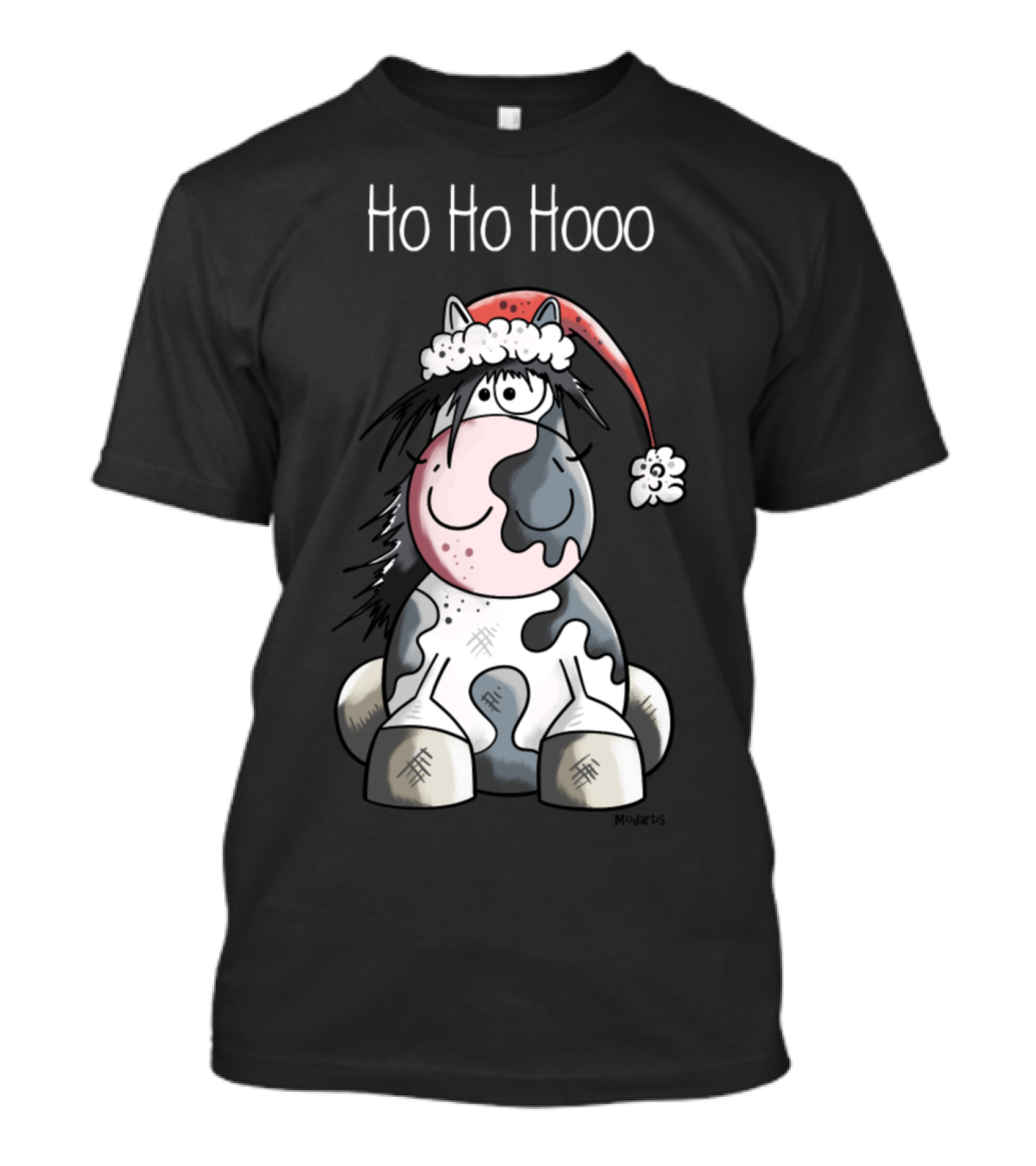 Ho Ho Hooo Pinto Horse Santa Hat T-Shirt