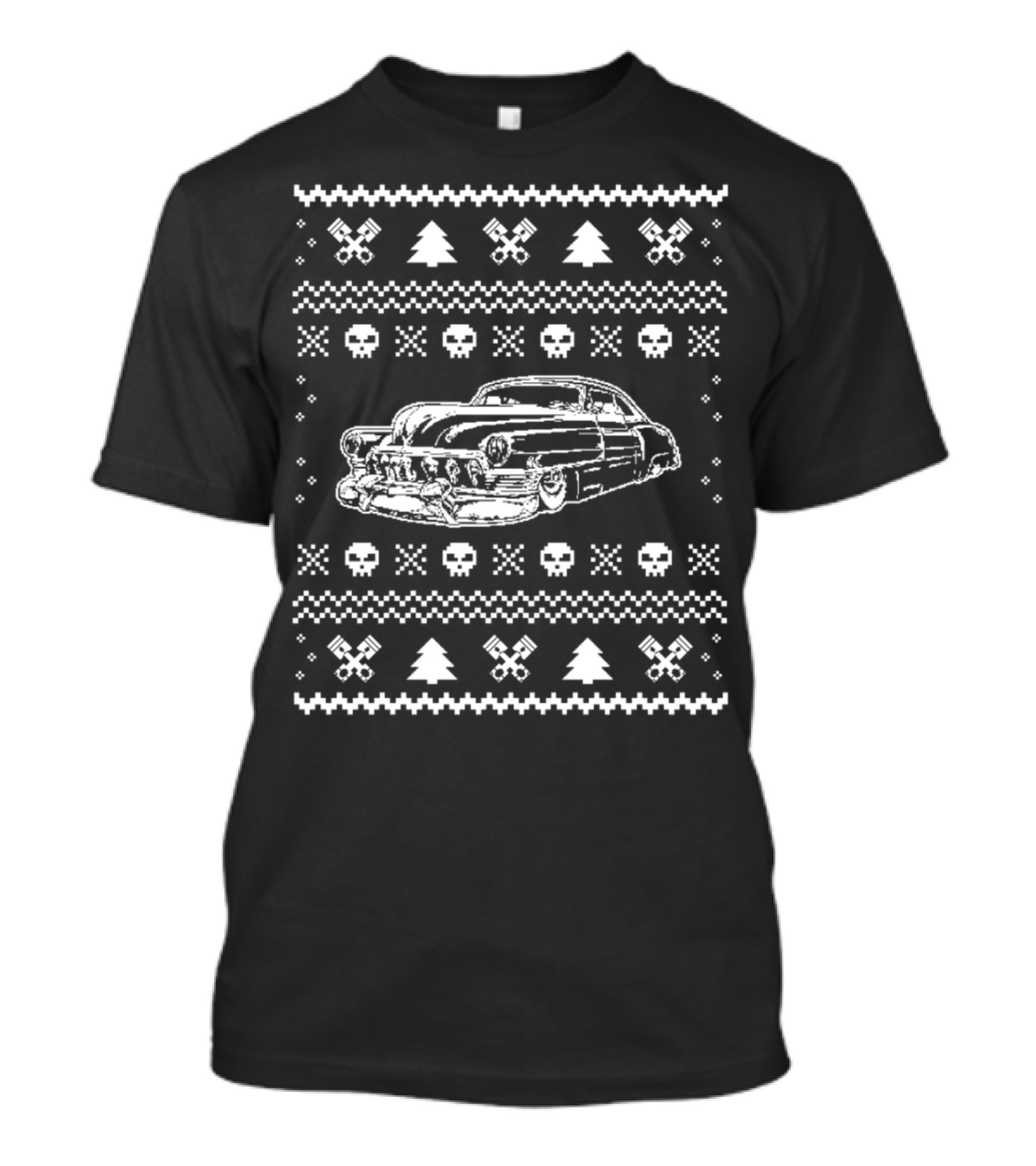 Hot Rod Christmas Sweater Hot Rod Fan Christmas Trees Skulls T-Shirt