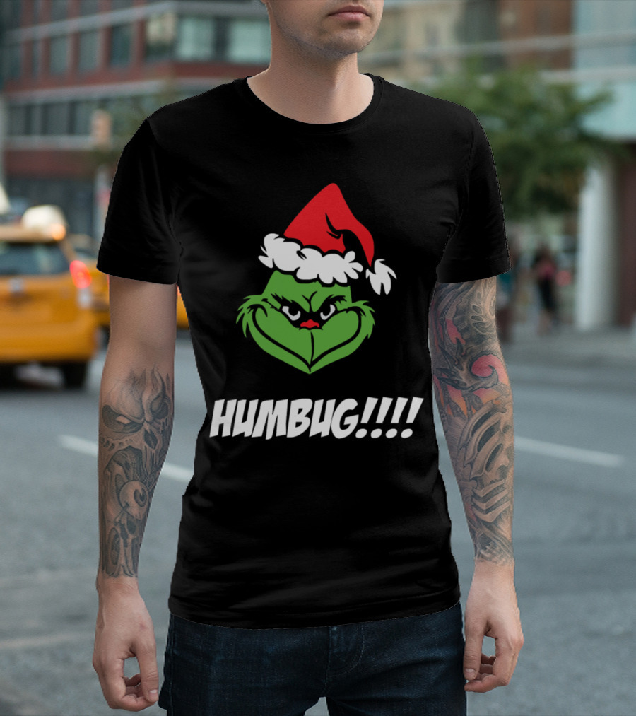 Humbug Grinch Santa Hat Fun Christmas Spirit T-Shirt