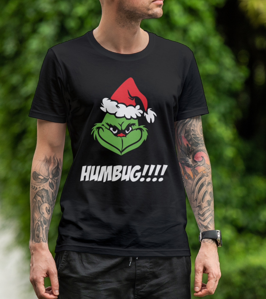 Humbug Grinch Santa Hat Fun Christmas Spirit T-Shirt