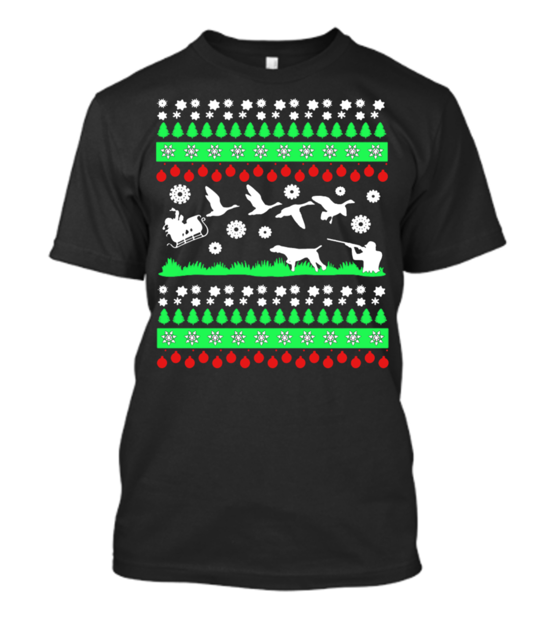 Hunting Duck Santa Sleigh Snowflake T-Shirt
