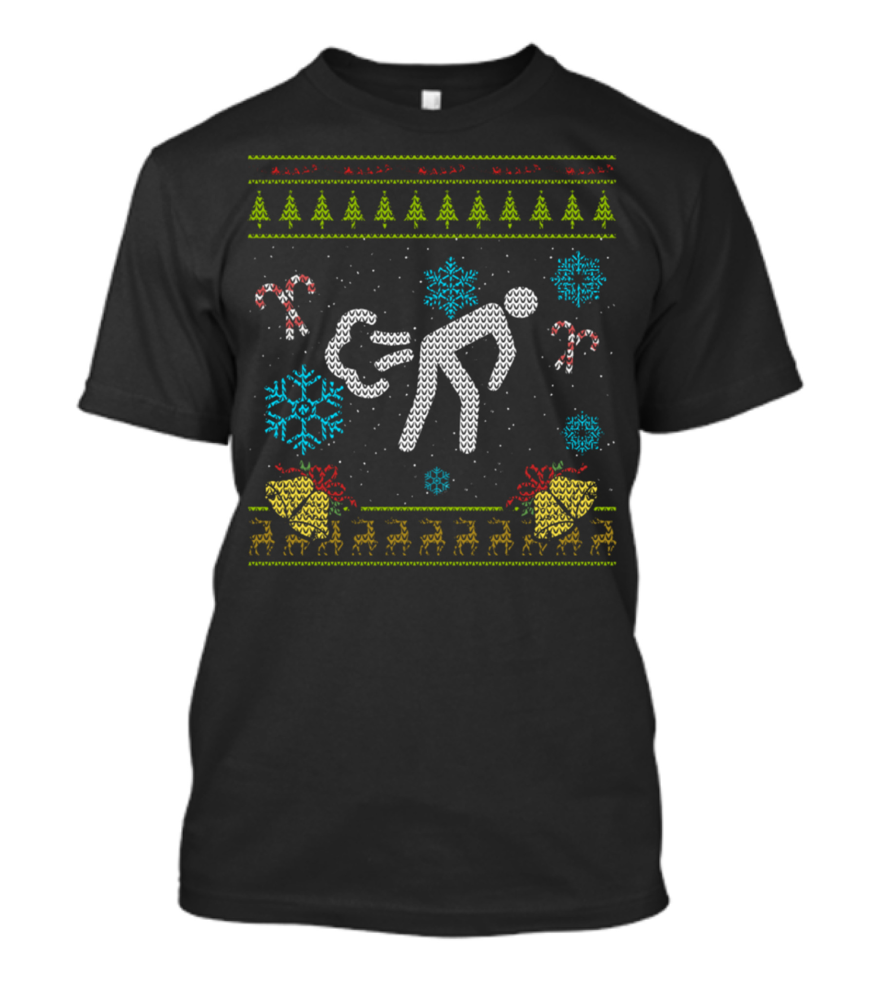 Merry Christmas Reindeer Snowflakes Candy Canes Ugly Sweater Fart T-Shirt