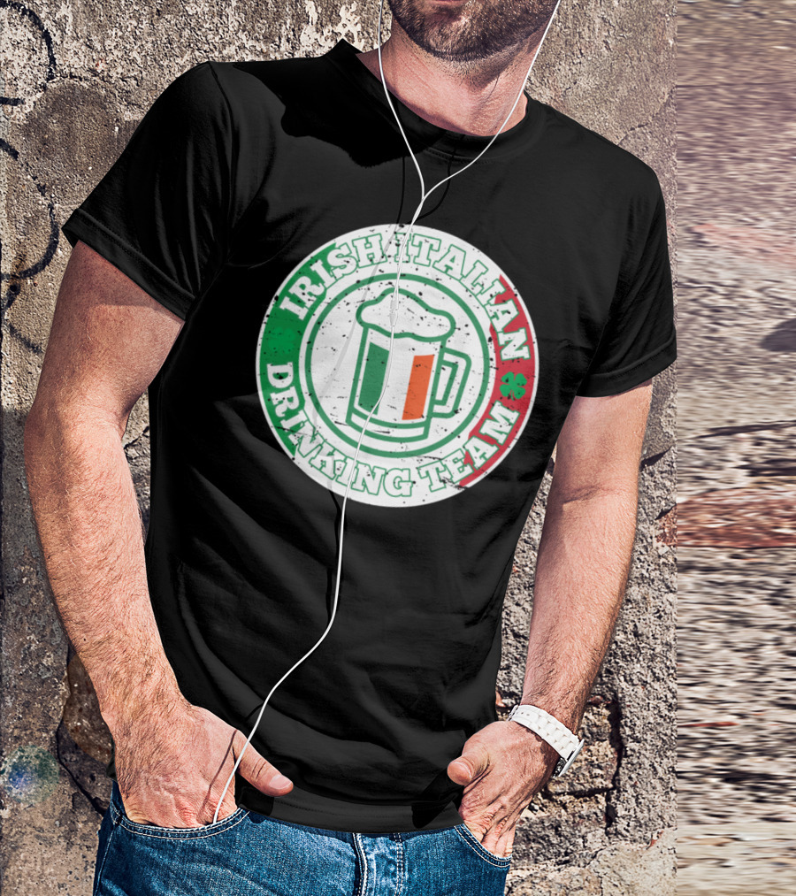 Irish Italian Drinking Team Beer Mug Italy Flag Shamrock T-Shirt