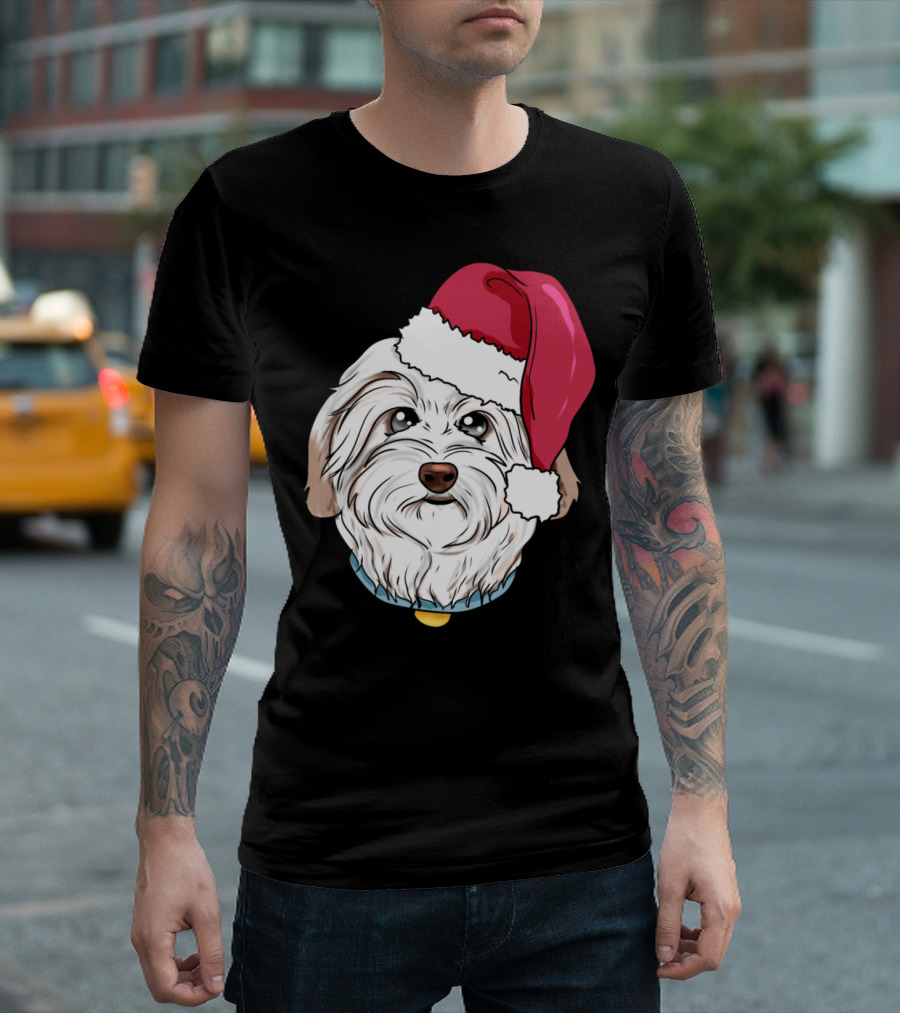 Havanese Dog Christmas Hat Present Maltese T-Shirt