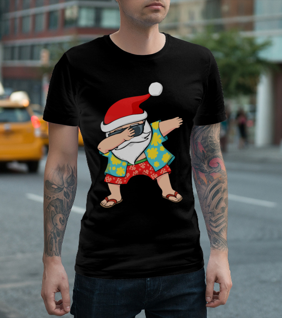 Ho Ho Ho Hawaiian Santa Dabbing in Tropical Attire T-Shirt