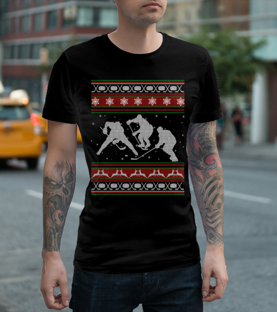Hockey Christmas Sweater Hockey Ugly Christmas T-Shirt
