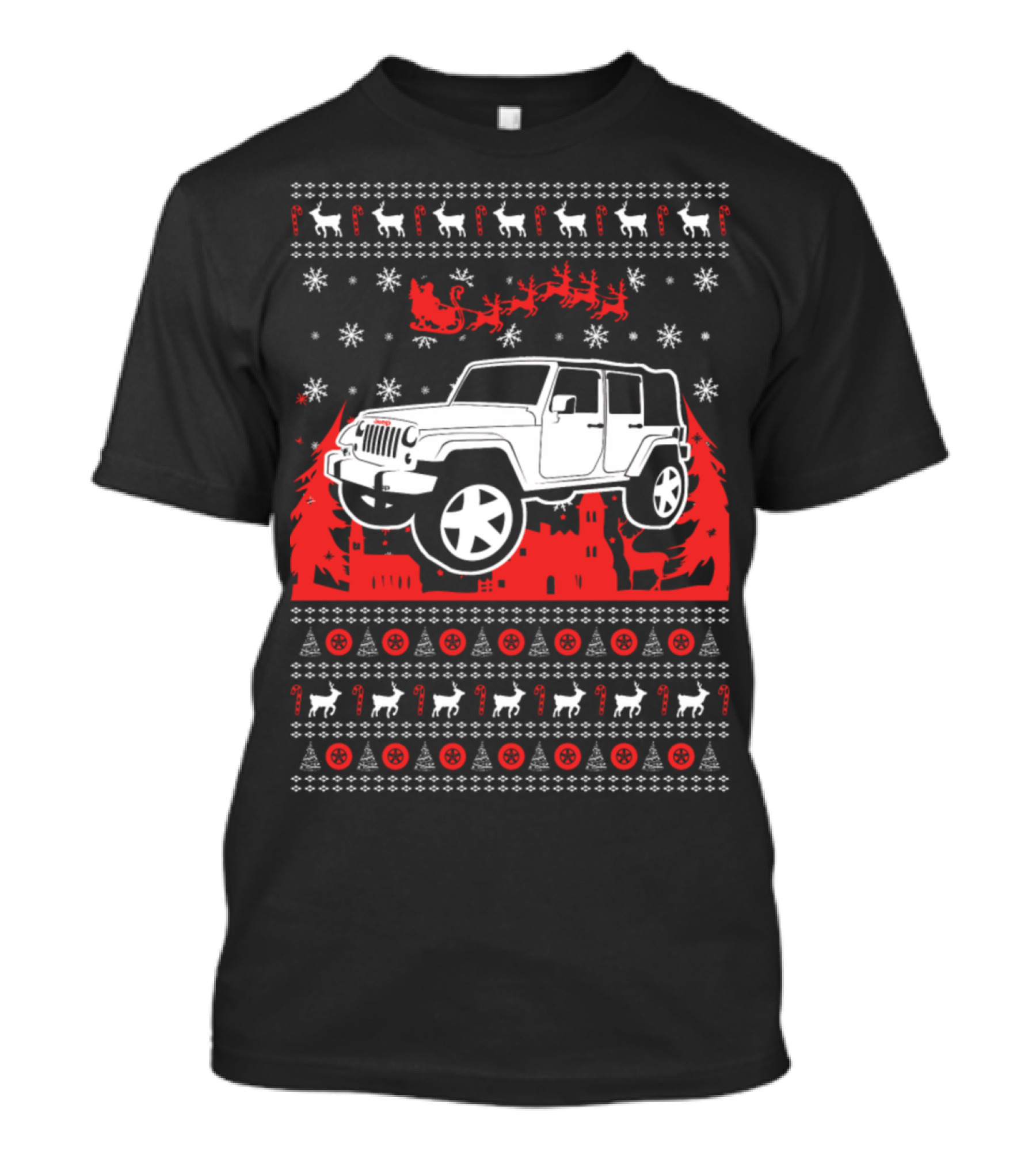 Jeep Christmas Sweater Off-Road Santa's Sleigh T-Shirt